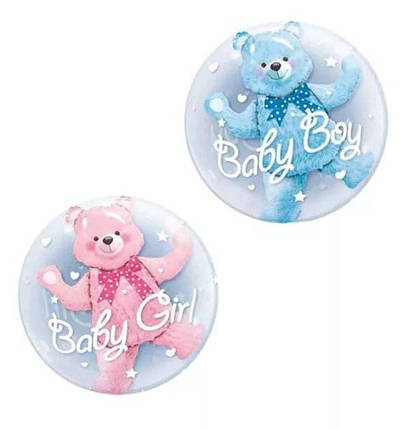 Повітряна кулька 3D БАБЛЗ BABY BOY C ВЕДМЕДИКОМ | Блакитний, фото 3