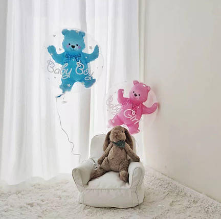 Повітряна кулька 3D БАБЛЗ BABY BOY C ВЕДМЕДИКОМ | Блакитний, фото 4