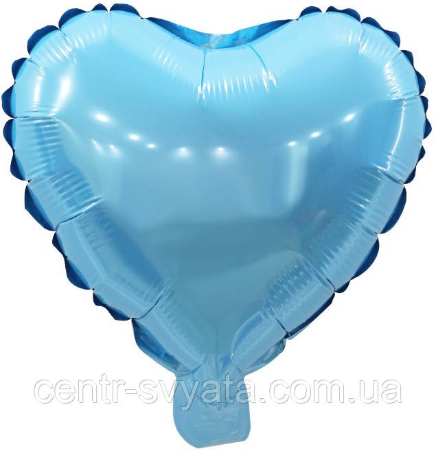 Фольгована кулька КНР 10"(25 см) Серце металік блакитне