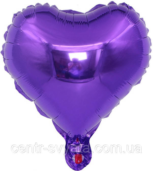 Фольгована кулька КНР 10"(25 см) Серце металік фіолетове