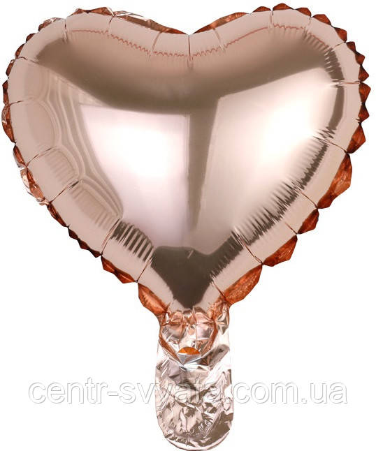 Фольгована кулька КНР 10"(25 см) Серце рожеве золото