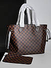 Жіноча сумка Луї Віттон коричнева Louis Vuitton Brown Neverfull MM Damier Ebene, фото 3