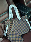 Жіноча сумка Луї Віттон коричнева Louis Vuitton Brown Neverfull MM Damier Ebene, фото 4