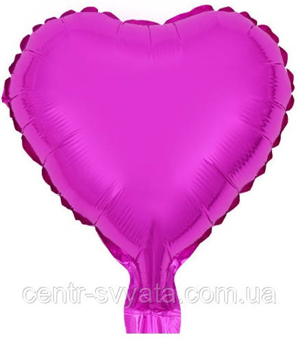Фольгована кулька КНР 10"(25 см) Серце фуксія