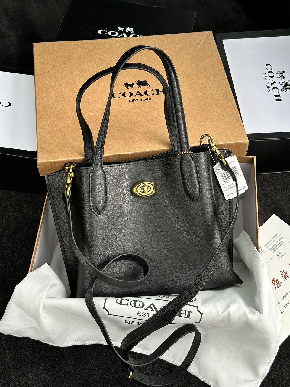 Жіноча сумка Коуч чорна Coach Willow Tote 24 In Black