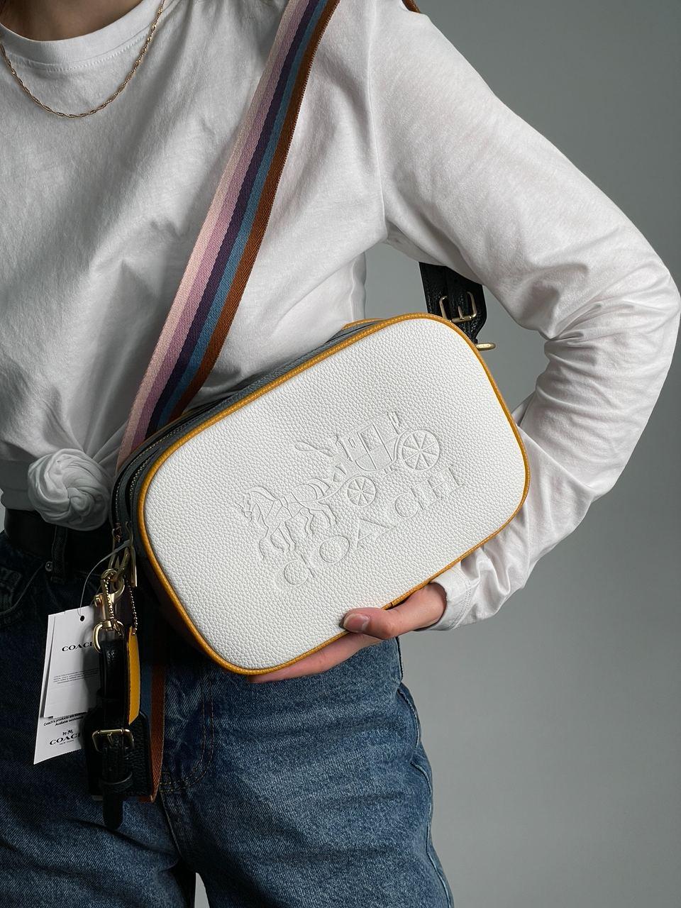 Жіноча сумка Коуч біла Coach White Jes Convertible Belt Bag