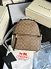 Жіночий рюкзак Коуч бежевий Coach Beige Jordyn Backpack in Signature Canvas, фото 4