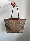 Жіноча сумка Коуч бежева Coach Beige Reversible Signature City, фото 7