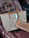 Жіноча сумка Коуч бежева Coach Beige Reversible Signature City, фото 8