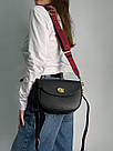 Жіноча сумка Коуч чорна Coach Polished Pebble Willow Saddle Bag Black, фото 3