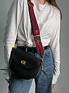 Жіноча сумка Коуч чорна Coach Polished Pebble Willow Saddle Bag Black, фото 8