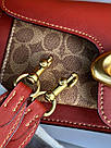 Жіноча сумка Коуч коричнева Coach Brown Tabby Red/Beige Shoulder Bag In Signature, фото 7