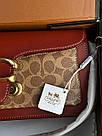 Жіноча сумка Коуч коричнева Coach Brown Tabby Red/Beige Shoulder Bag In Signature, фото 8