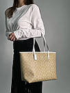 Жіноча сумка Коуч бежева Coach Beige Reversible Signature City Tote, фото 3