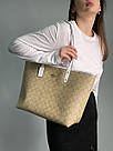 Жіноча сумка Коуч бежева Coach Beige Reversible Signature City Tote, фото 6