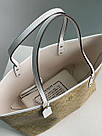 Жіноча сумка Коуч бежева Coach Beige Reversible Signature City Tote, фото 5