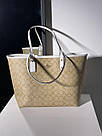 Жіноча сумка Коуч бежева Coach Beige Reversible Signature City Tote, фото 8