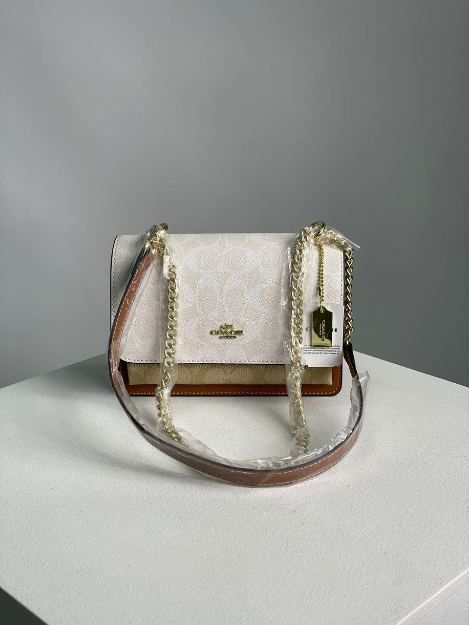Жіноча сумка Коуч біла Coach White Mini Klare Crossbody in Signature
