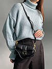 Жіноча сумка Коуч чорна Coach Black Leather Covered C Closure Puffy Tabby, фото 3