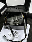 Жіноча сумка Коуч чорна Coach Black Leather Covered C Closure Puffy Tabby, фото 4