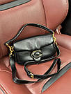 Жіноча сумка Коуч чорна Coach Black Leather Covered C Closure Puffy Tabby, фото 7