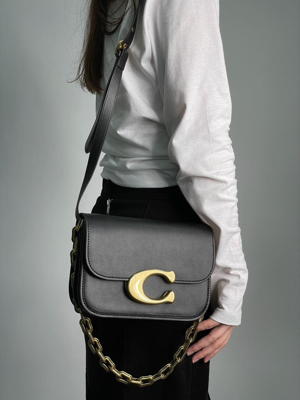 Жіноча сумка Коуч чорна Coach Idol Bag Black/Gold
