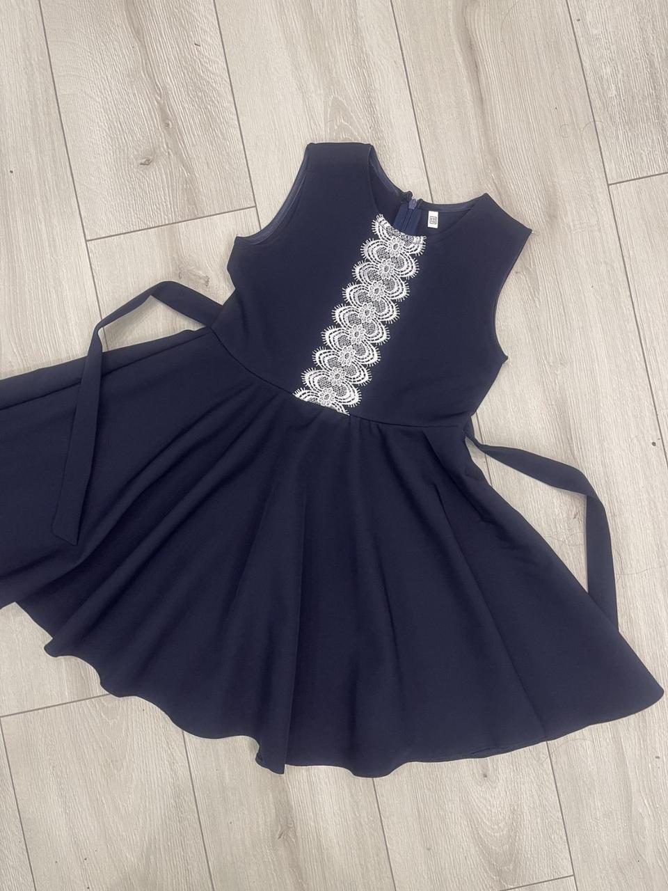 Опт Сарафан класичний шкільний, р. 122-140, чорний з мереживом