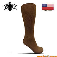 Армійські антибактеріальні трекінгові шкарпетки USOA GI MILITARY BOOT SOCKS для берців США носки для ЗСУ XS Койот
