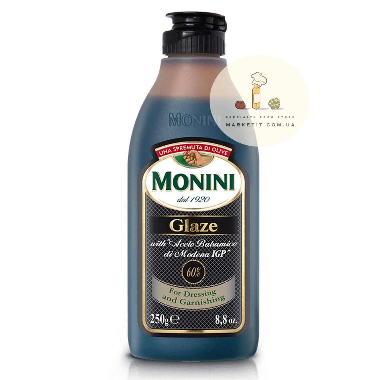 Бальзамічний соус крем Monini Glaze Aceto Balsamico di Modena, для сервірування страв 250 г., фото 1