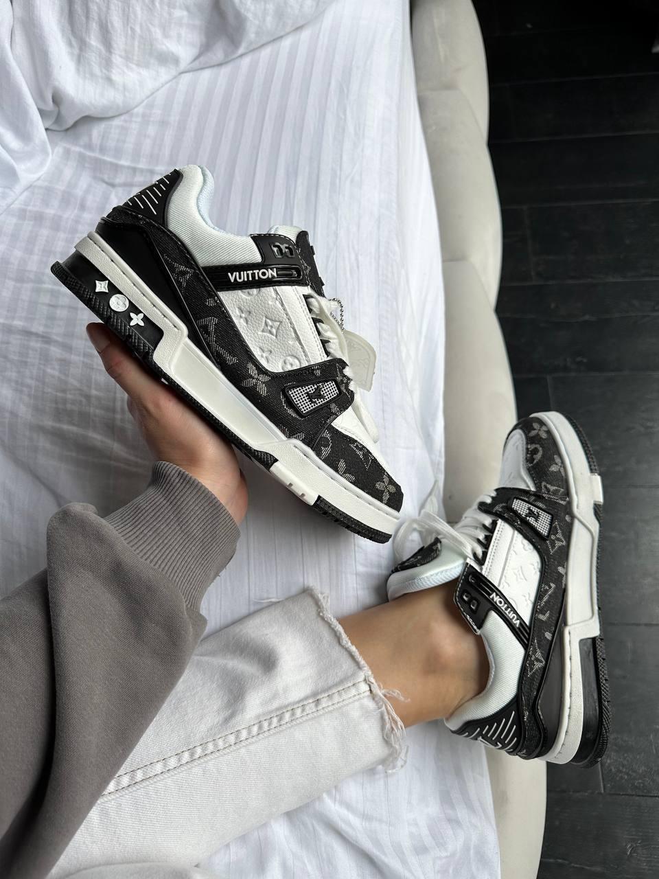 Кросівки чоловічі чорно-білі Louis Vuitton Trainer (08989)