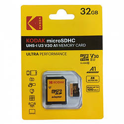 Картка пам'яті micro SD Kodak 32Gb U3, A1 class 10 + адаптер