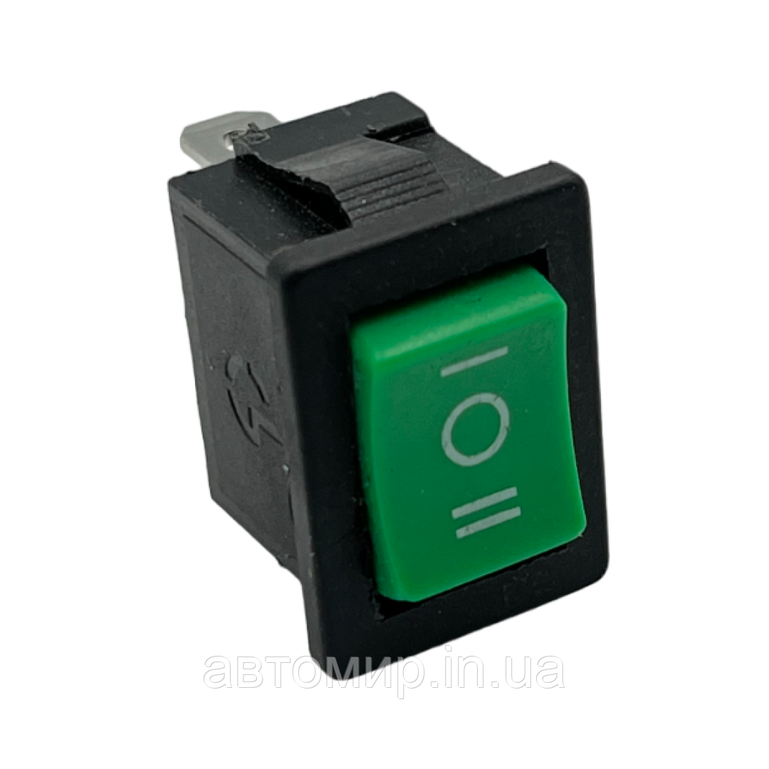 Автомобільна кнопка-перемикач прямокутної форми зеленого кольору 12-220V, 3 положення FL-240675, фото 1