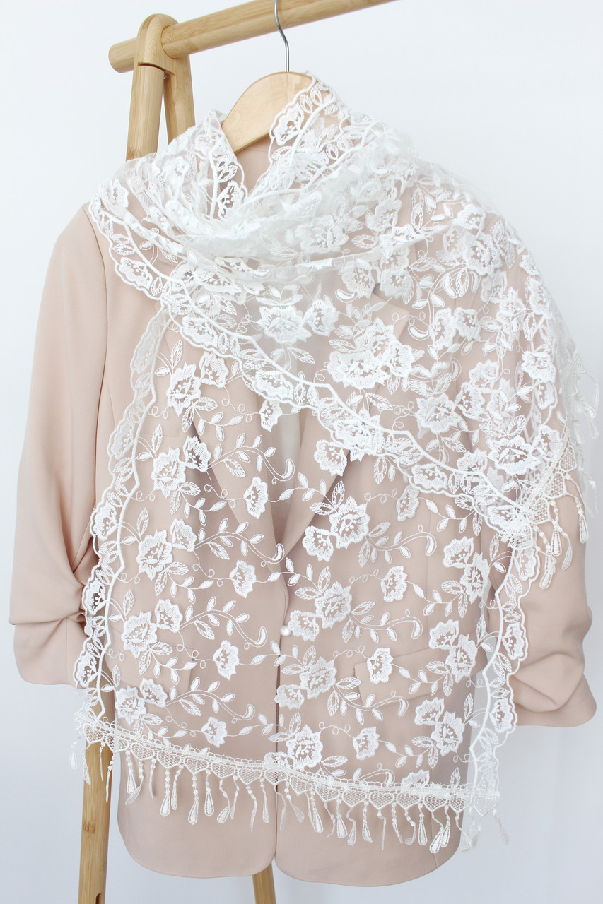 Шарф айворі весільний церковний ажурний 151007, фото 1