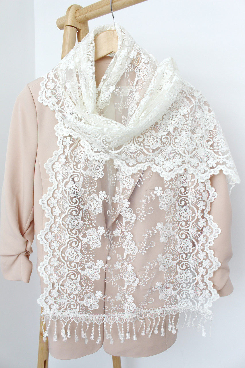 Шарф айворі весільний церковний ажурний 151010, фото 1