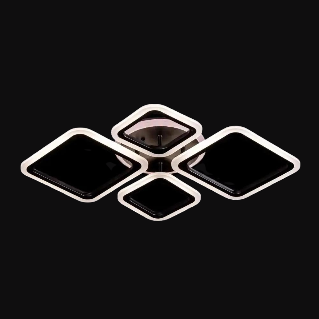 Чорна світлоідодна люстра SVET 96W до 20 м² колір Чорний SL-5331/2+2 BK+RGB, фото 1