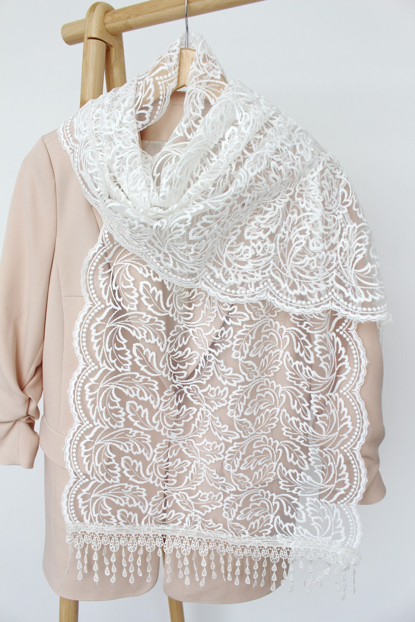 Шарф айворі весільний церковний ажурний 151018, фото 1