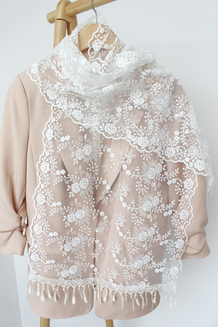 Шарф айворі весільний церковний ажурний 151019, фото 1