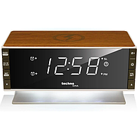 Годинник Настільний з радіо Електронний в спальню Technoline WT487 Wireless Mobile Charging White/Brown (WT487), фото 3