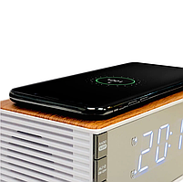 Годинник Настільний з радіо Електронний в спальню Technoline WT487 Wireless Mobile Charging White/Brown (WT487), фото 5