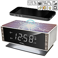 Годинник Настільний з радіо Електронний в спальню Technoline WT487 Wireless Mobile Charging White/Brown (WT487), фото 6