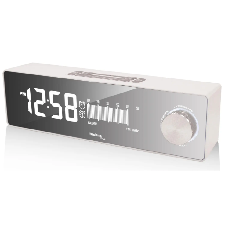 Годинник Настільний з радіо Електронний в спальню Technoline WT483 White/Silver (WT483), фото 1