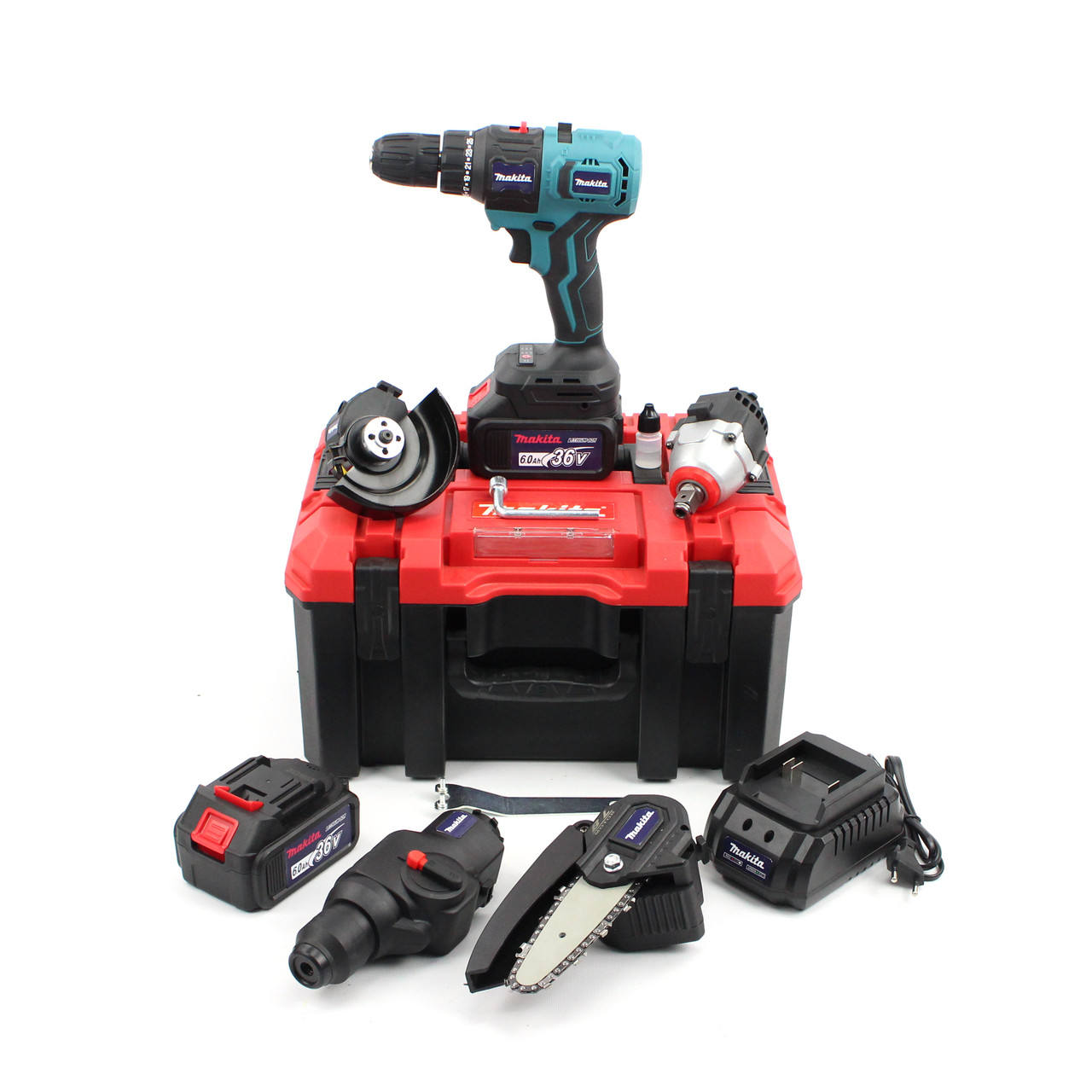 Набір 5в1 Шуруповерт Makita DF482DWE, (36V, 6AH), АКБ набір 5в1 Макіта Китай