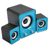 Компьютерные колонки с сабвуфером FT-202 mini 2.1 синие, акустика для ноутбука | колонки до комп'ютера (ST)