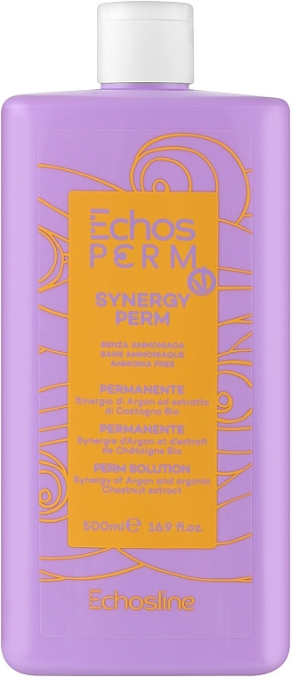 ECHOSLINE Echos Perm Vegan Synergy Склад для хімічної завивки для всіх типів волосся з Арганом, 500 мл (Оригінал)