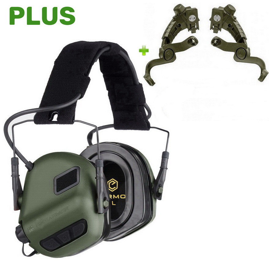 Навушники Активні Earmor M31 PLUS + кріплення на шолом Чебурашка Earmor M16