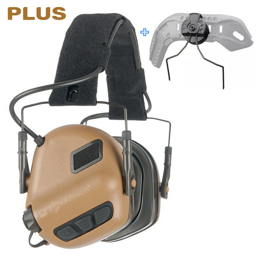 Навушники Активні Earmor M31 PLUS Brown + кріплення на каску FAST, MICH, ТОР