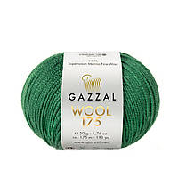 Пряжа Gazzal Wool 175 № 318 смарагд (Газзал Вул 175) вовняна пряжа