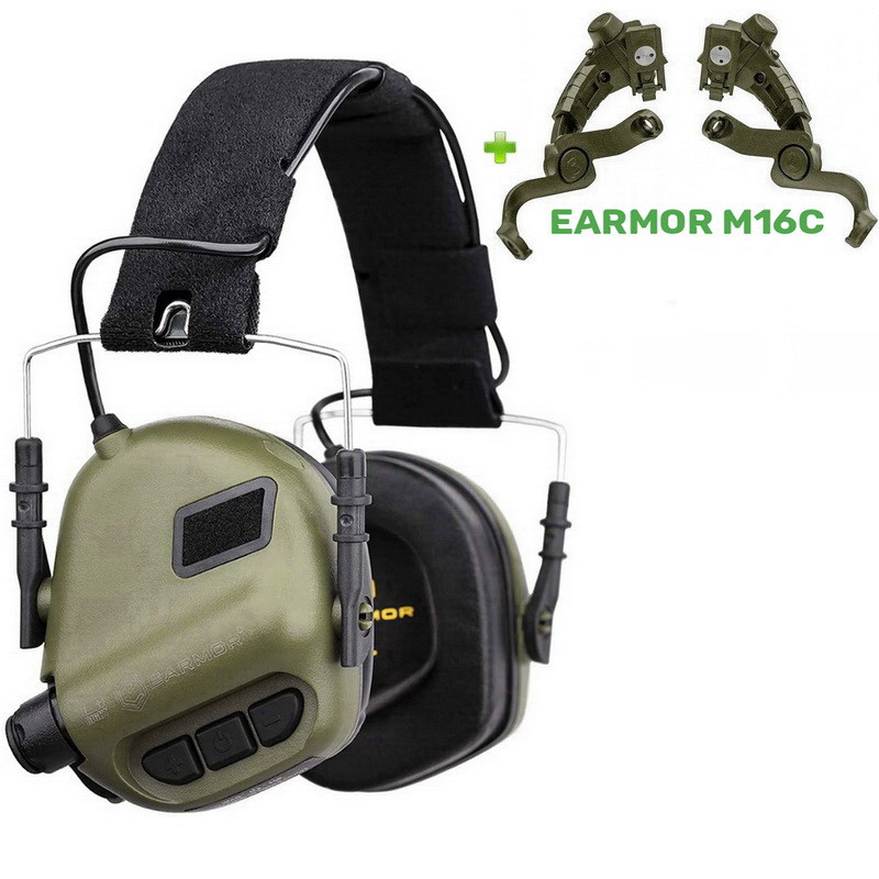 Активні навушники Earmor M31 + кріплення Чебурашка до шолома Earmor M16C