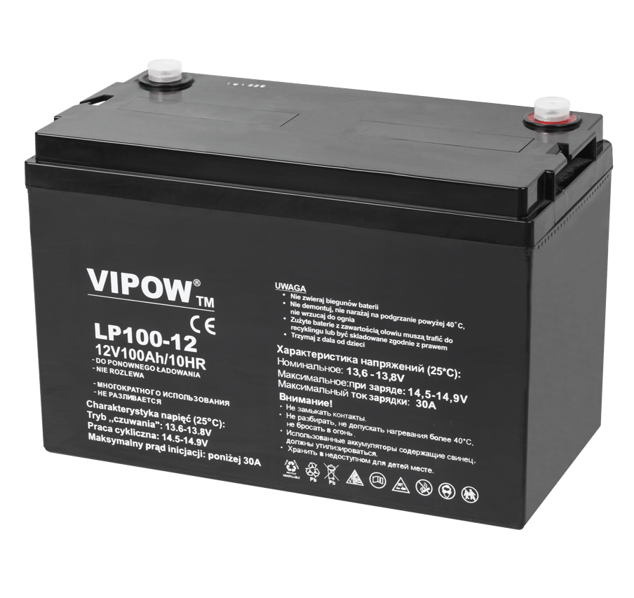 Акумулятор гелевий VIPOW 12V 100Ah GEL 12 вольт 100 ампер (1280 Wh) для котла інвертора та ДБЖ безперебійника