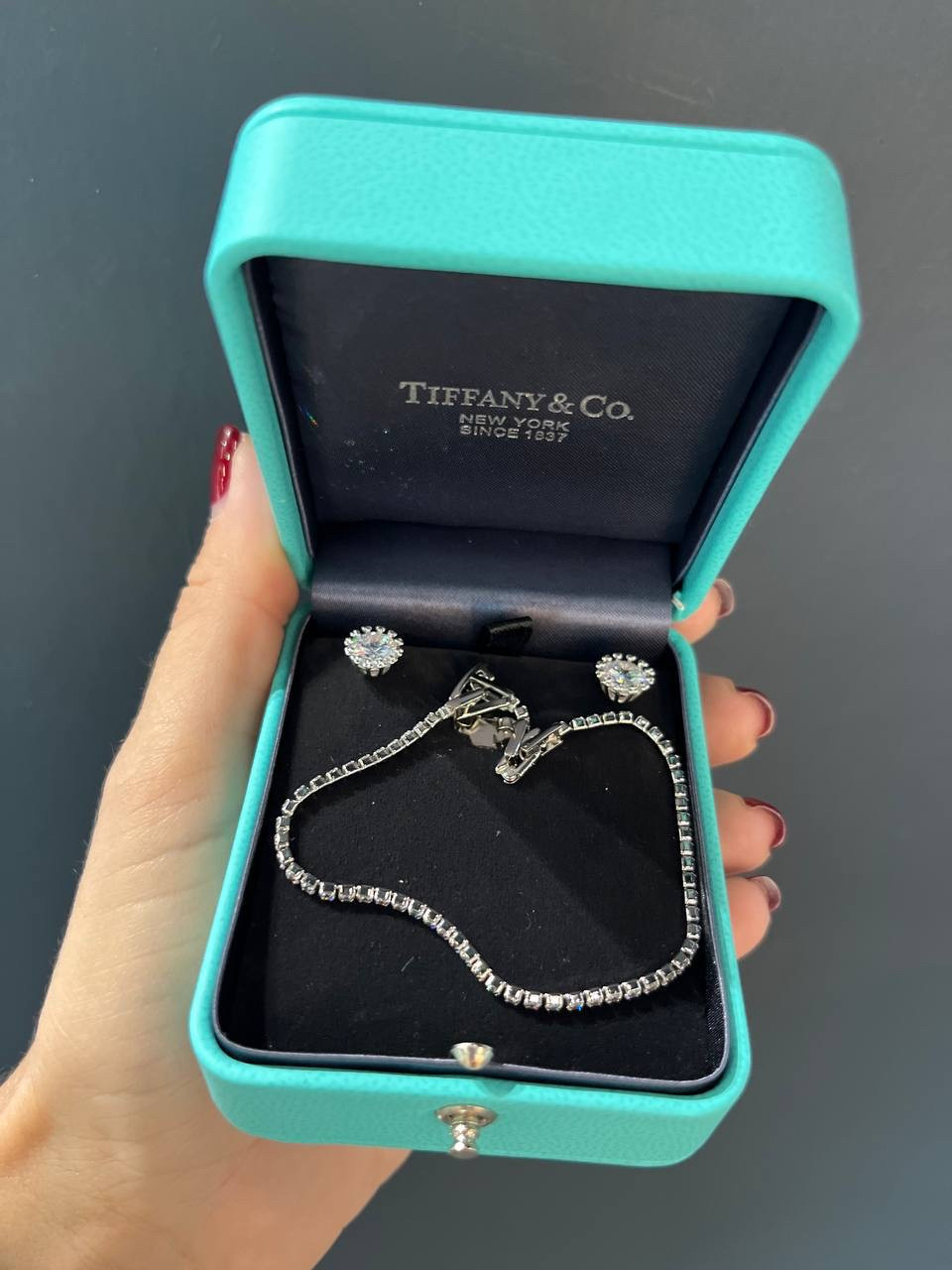 Tiffany сережки гвоздики срібло 925 і браслет у розкішному подарунковому пакованні Tiffany & Co